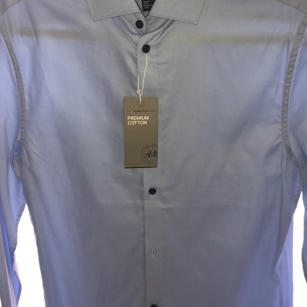 Men’s H&M dress shirt NWT Premium Cotton blue